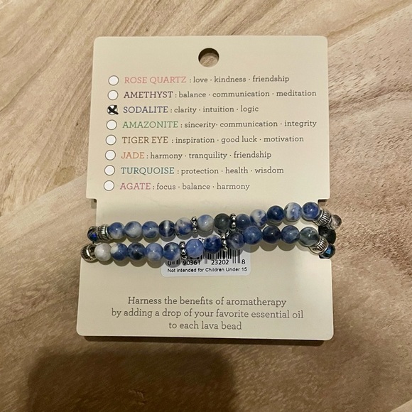 NWT essential energy stone set of two bracelets lava rock and sodalite - Picture 3 of 6